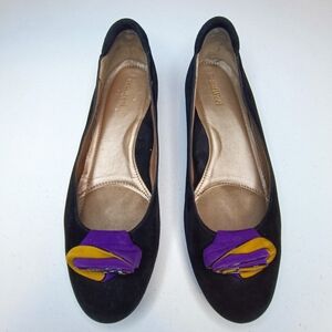 BeautiFeel Black Suede Floral Ballet Flats EU 39 (US 8.5) Excellent Condition